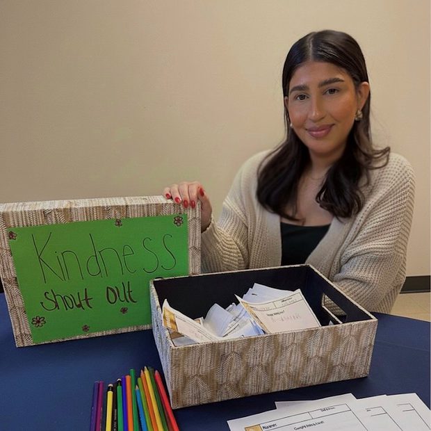 SSMV Youth Case Manager's Kindness Shout-Out project at Albany Street Elementary, recognizing students and staff for positive behavior.